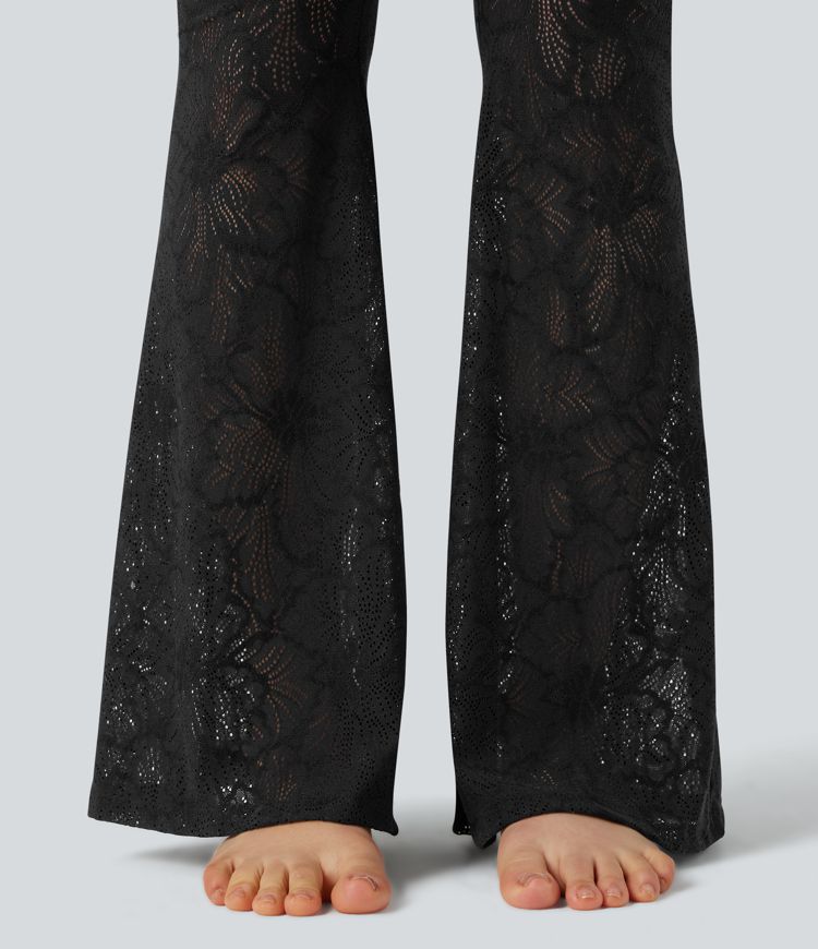 Halara UltraSculpt™ High Waisted Tummy Control Contrast Lace Yoga Flare Leggings with Pocket