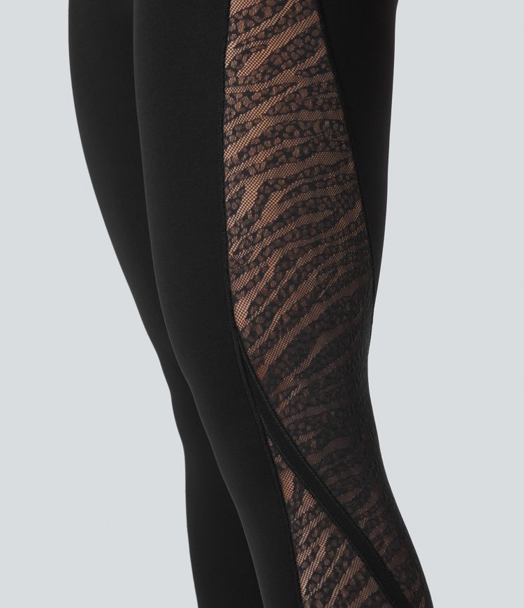 Halara UltraSculpt™ High Waisted Tummy Control Contrast Lace Yoga Leggings with Pocket