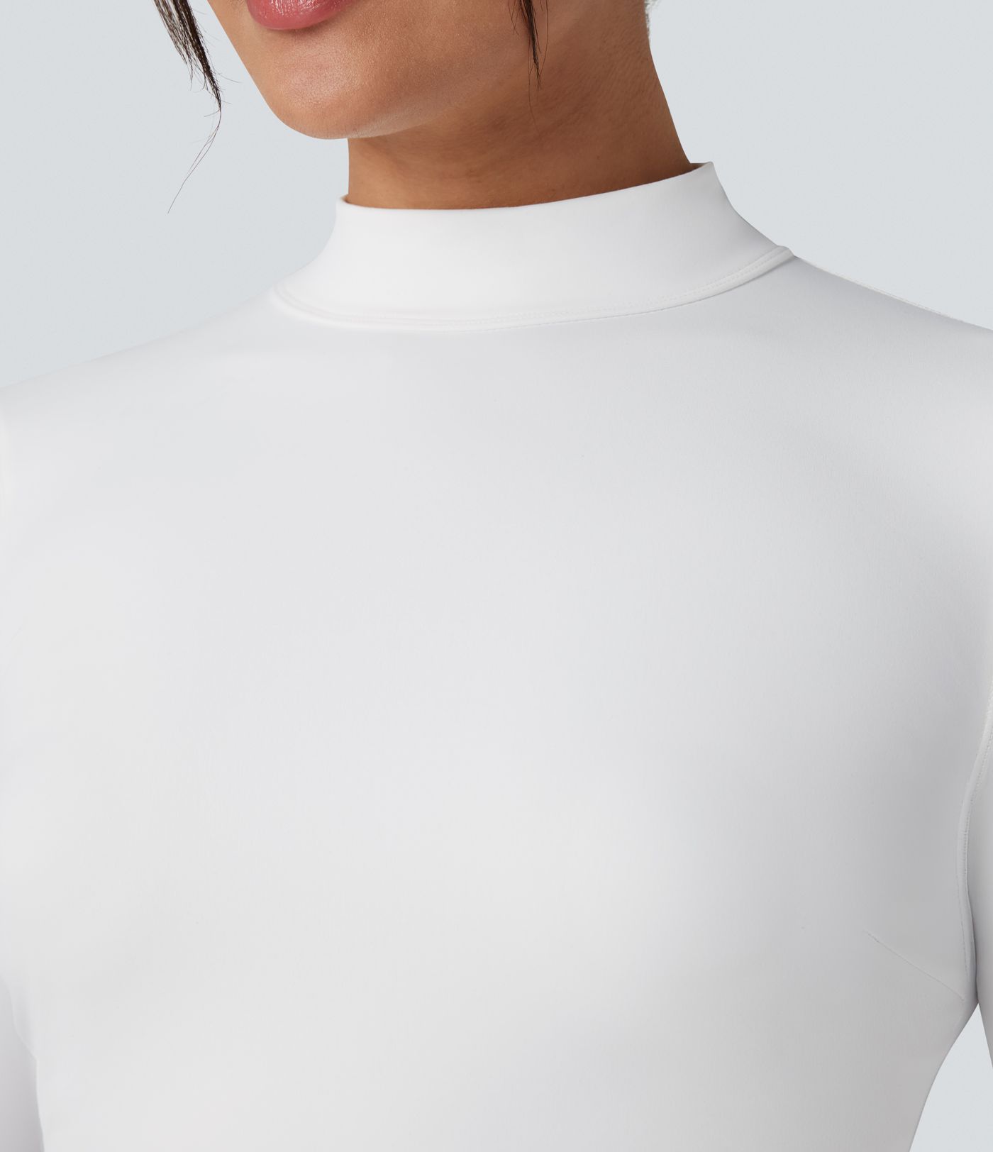 SoftlyZero™ Plush Mock Neck Long Sleeve Thumb Hole Tie Back Yoga Sports Top