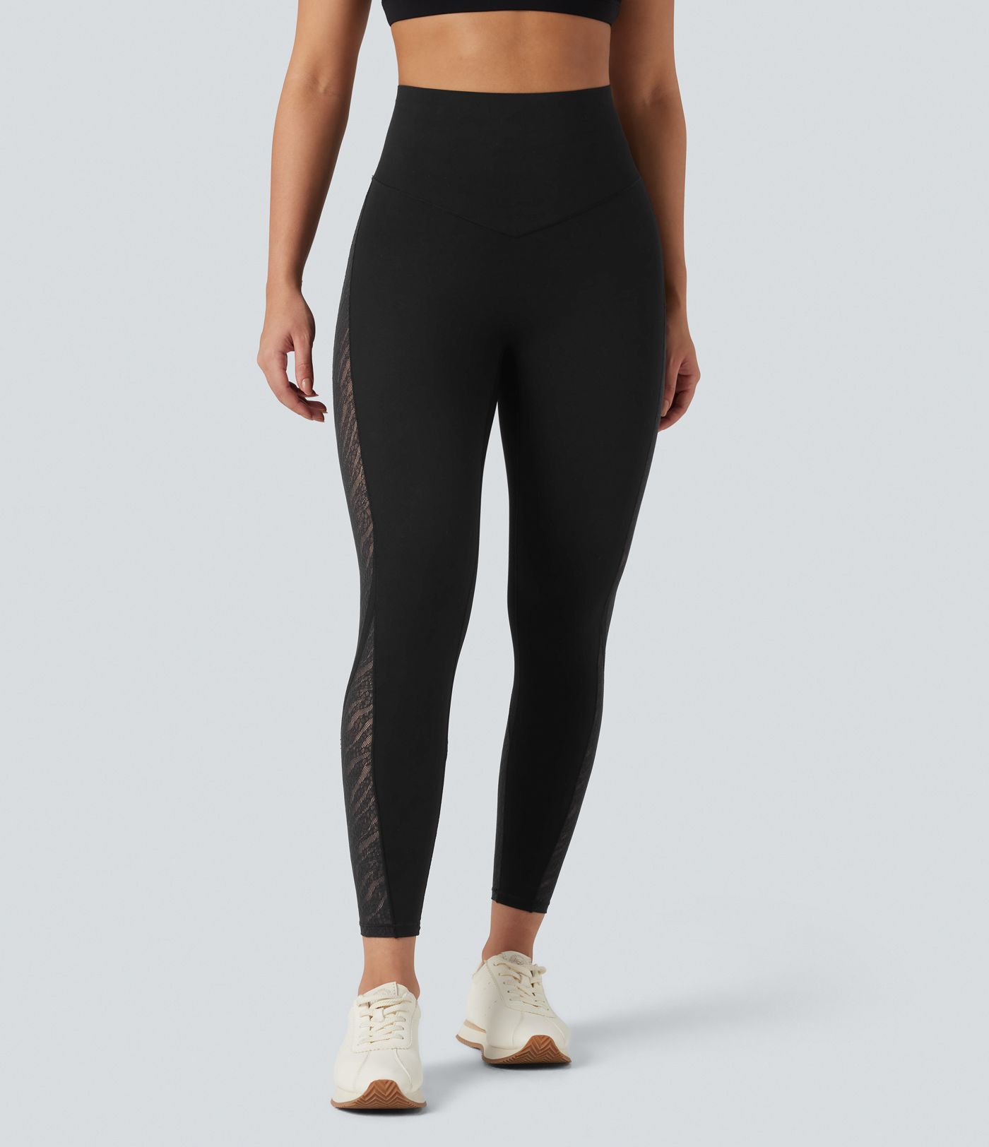 Legging de yoga gainant taille haute avec détails dentelle contrastée et poches Halara UltraSculpt™