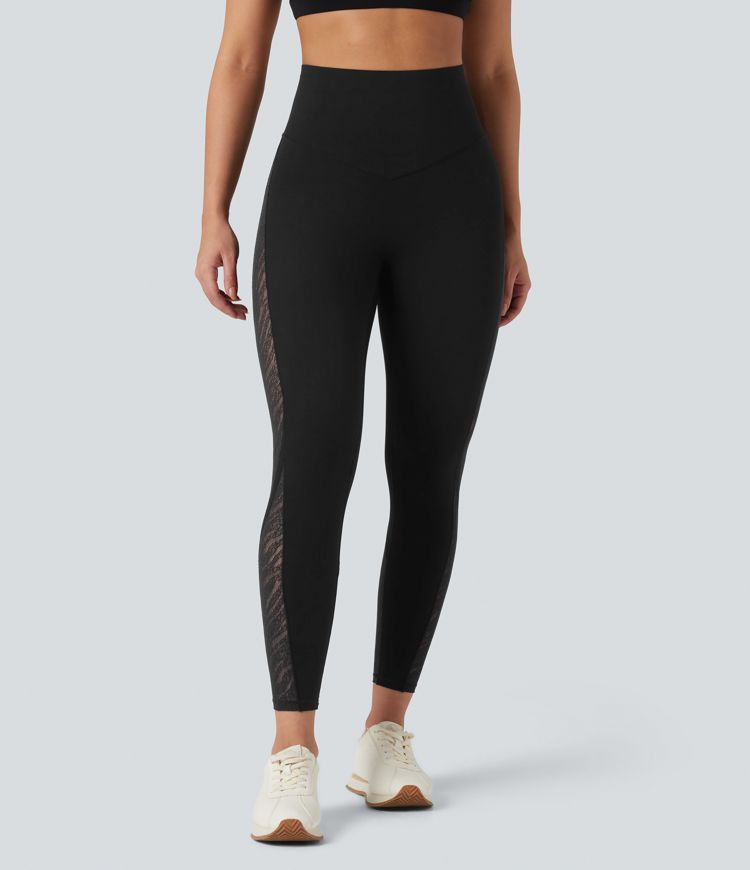 Halara UltraSculpt™ High Waisted Tummy Control Contrast Lace Yoga Leggings with Pocket
