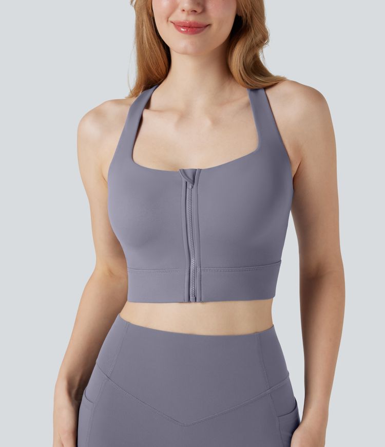 Halara UltraSculpt™ Medium Support Square Neck Zipper Running Sports Bra