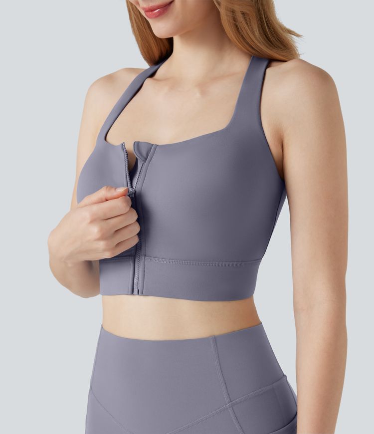 Halara UltraSculpt™ Medium Support Square Neck Zipper Running Sports Bra