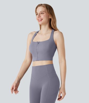 Halara UltraSculpt™ Medium Support Square Neck Zipper Running Sports Bra