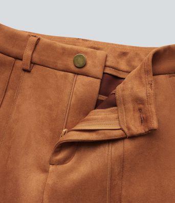 High Waisted Suede Equestrian Cargo Pants with Pockets