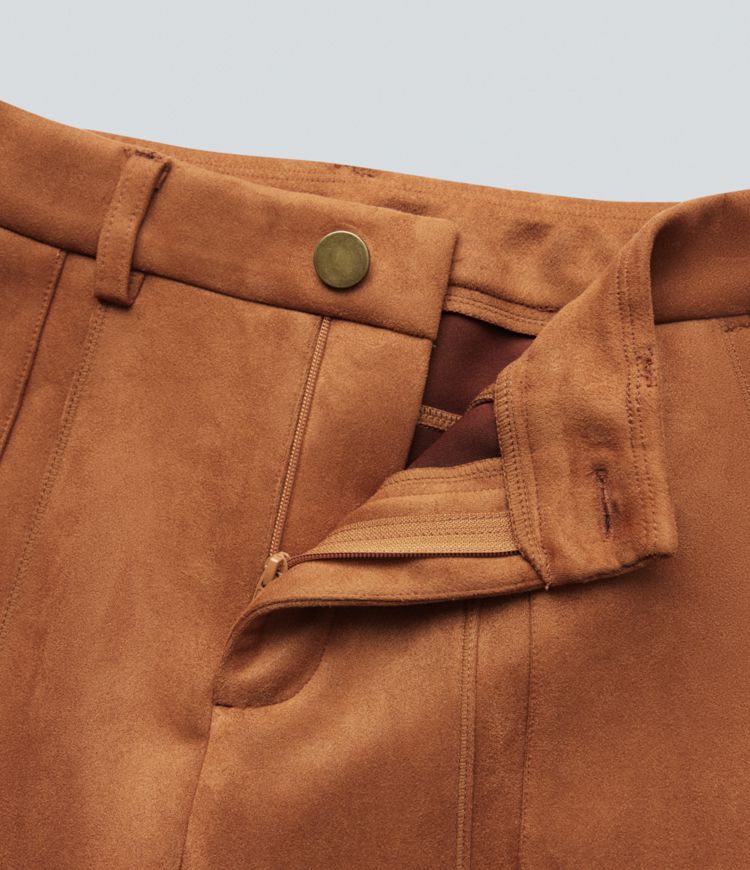 High Waisted Suede Equestrian Cargo Pants with Pockets