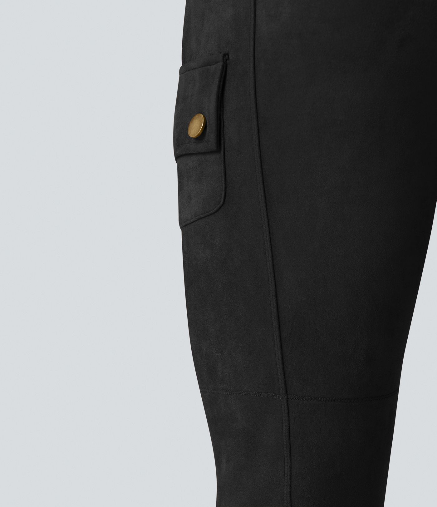 Pantalon cargo équestre en suède, taille haute, avec poches