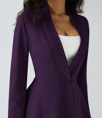 V Neck Single Front Work Peplum Jacket