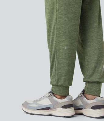 Hohe Taille Geraffte Melierte Yoga-Jogginghose mit Taschen