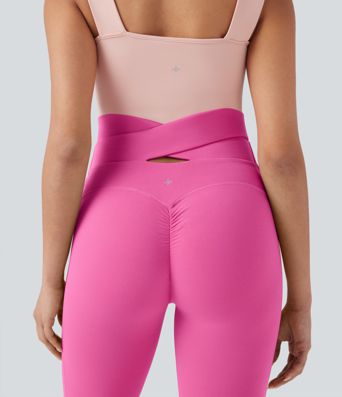 SoftlyZero™ High Waist Tie Back Gerafftes 7/8 Yoga-Leggings-UPF50+