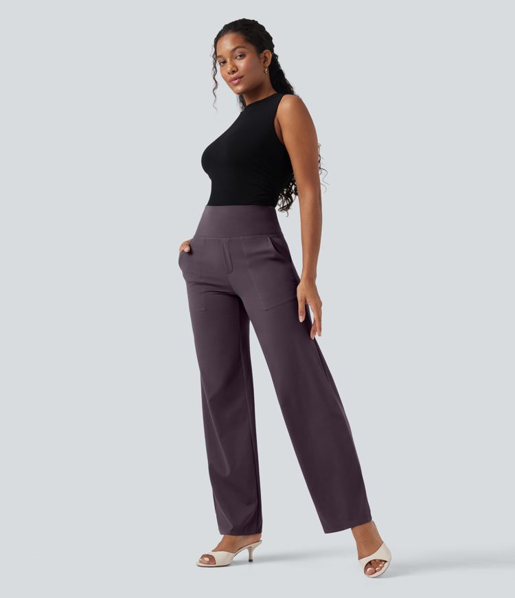 Straight office pants from Halara UltraSculpt™ with high-rise shaping, abdomen control, and pockets