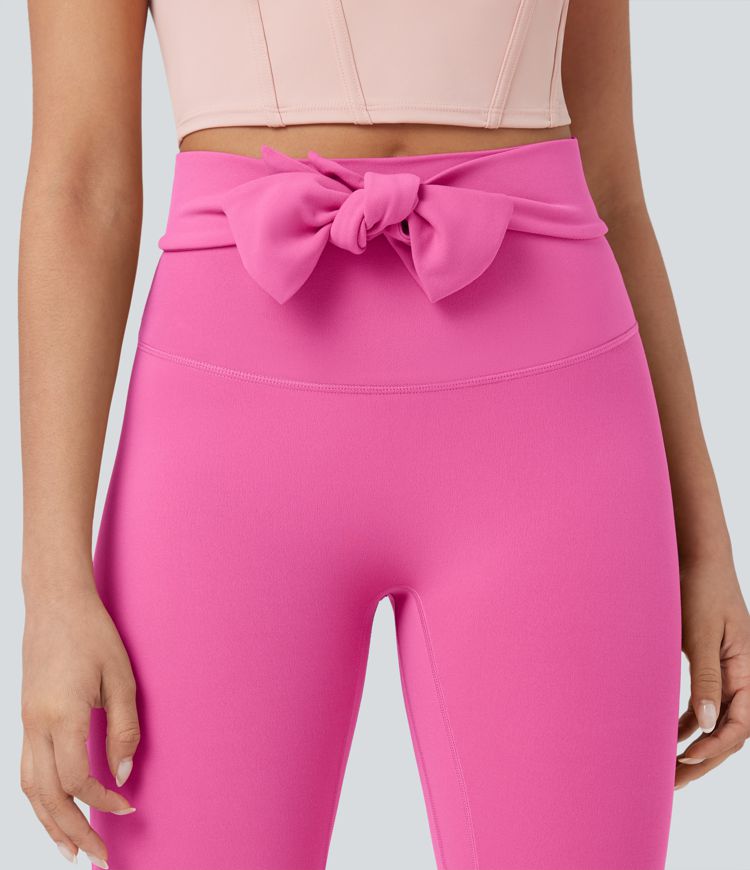 SoftlyZero™ High Waist Tie Back Gerafftes 7/8 Yoga-Leggings-UPF50+