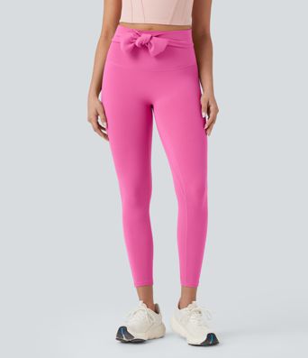 SoftlyZero™ High Waist Tie Back Gerafftes 7/8 Yoga-Leggings-UPF50+