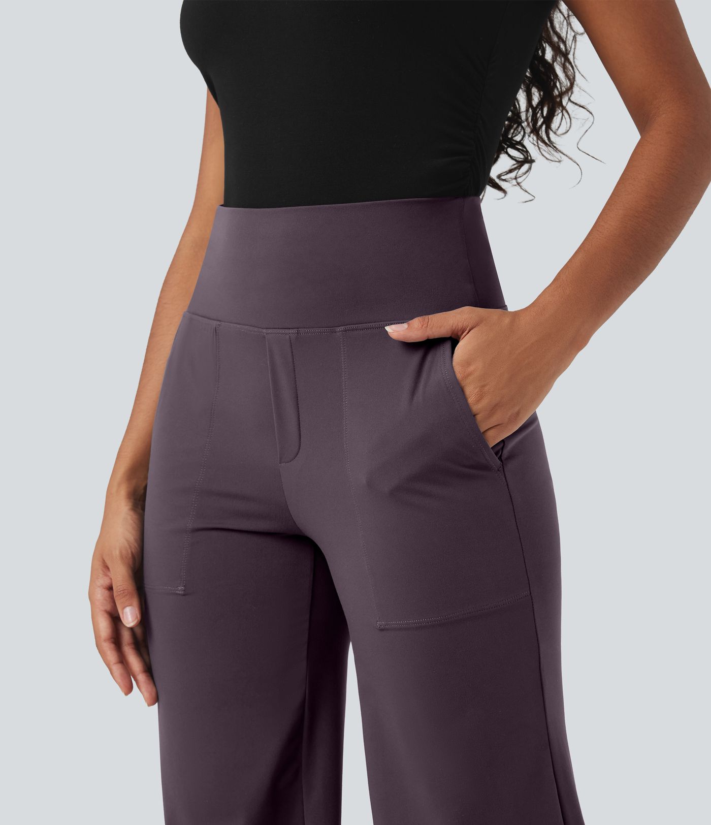 Straight office pants from Halara UltraSculpt™ with high-rise shaping, abdomen control, and pockets
