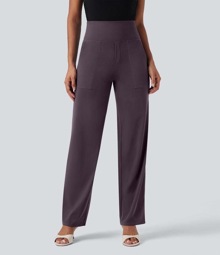 Straight office pants from Halara UltraSculpt™ with high-rise shaping, abdomen control, and pockets