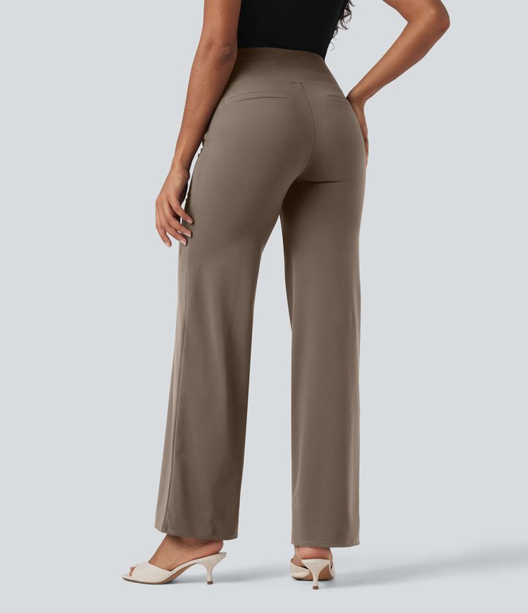 Halara UltraSculpt™ SoCinched Pantalones de trabajo de tiro alto con control abdominal, pierna recta y bolsillos.