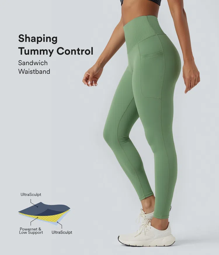 Kashmir Halara UltraSculpt™ High Waisted Tummy Control Yoga 7/8 Leggings with Pockets / 1