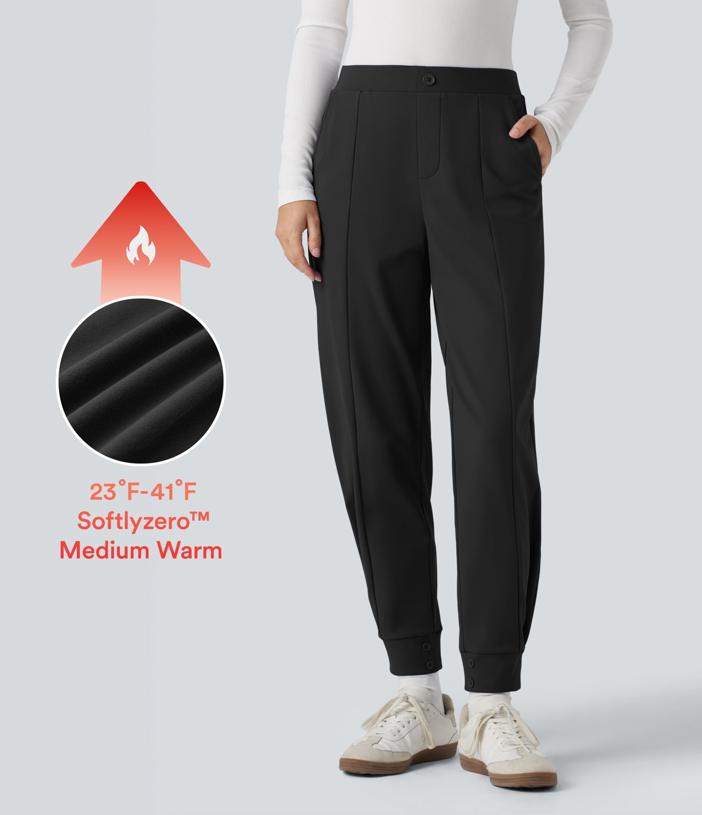 SoftlyZero™ Plush Thermal Mid Rise Work Joggers with Pockets