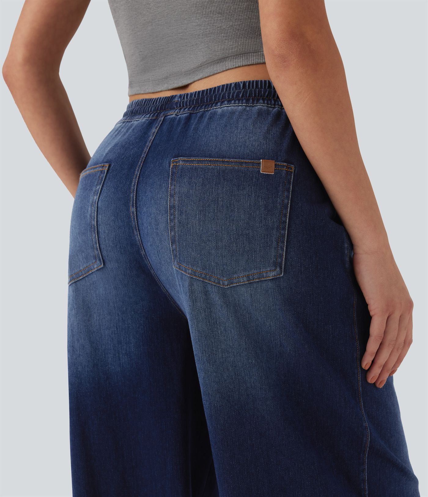 Halara Flex™ Mid Rise Drawstring Casual Jogger Jeans with Pockets