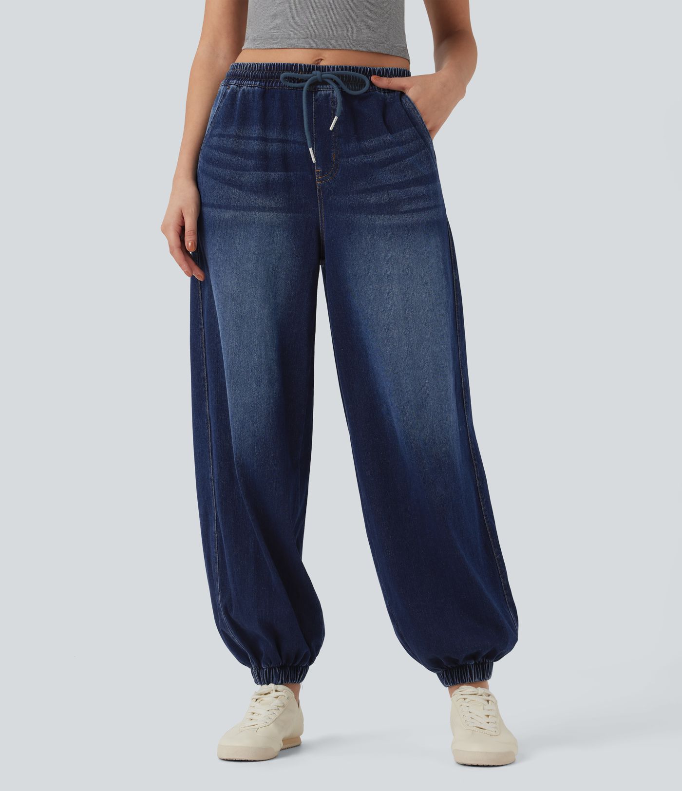 Halara Flex™ Mid Rise Drawstring Casual Jogger Jeans with Pockets
