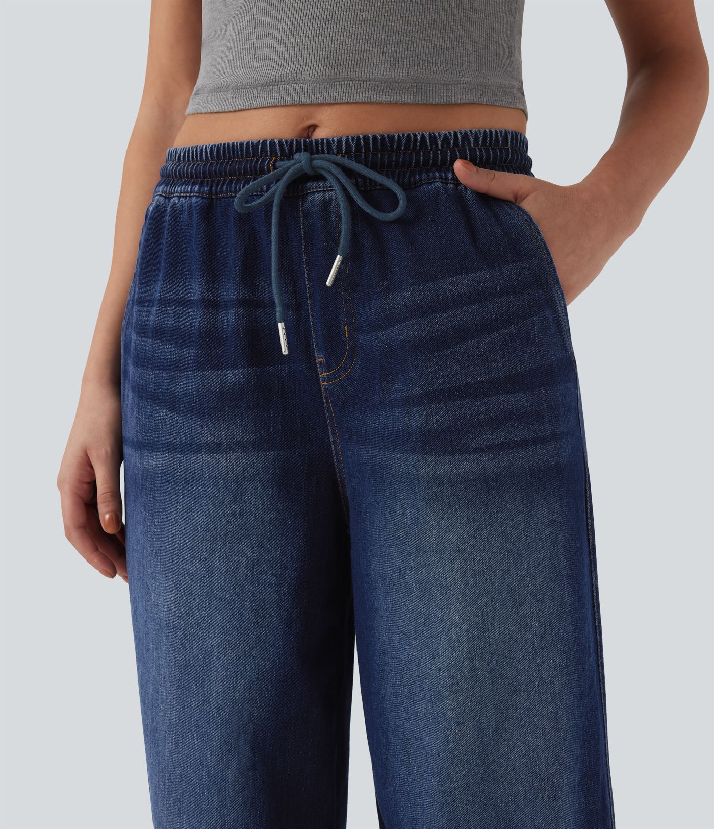 Halara Flex™ Mid Rise Drawstring Casual Jogger Jeans with Pockets