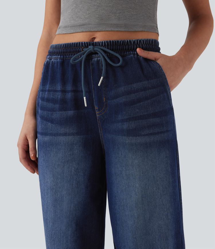 Halara Flex™ Mid Rise Drawstring Casual Sweatpants Jeans with Pockets