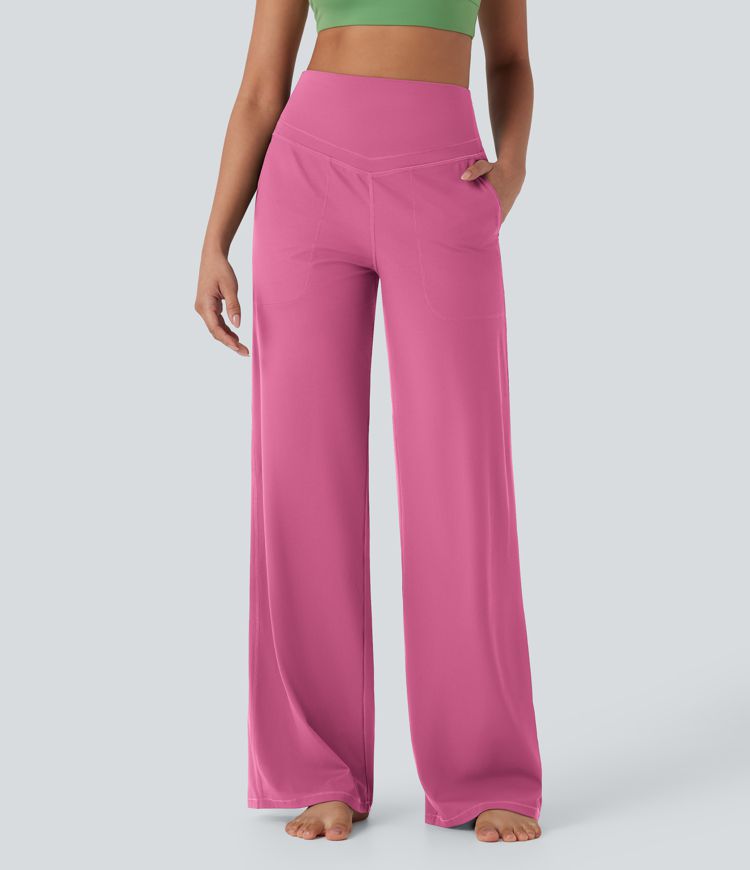 Pantalon de yoga droit gainant taille haute avec poches Halara UltraSculpt™