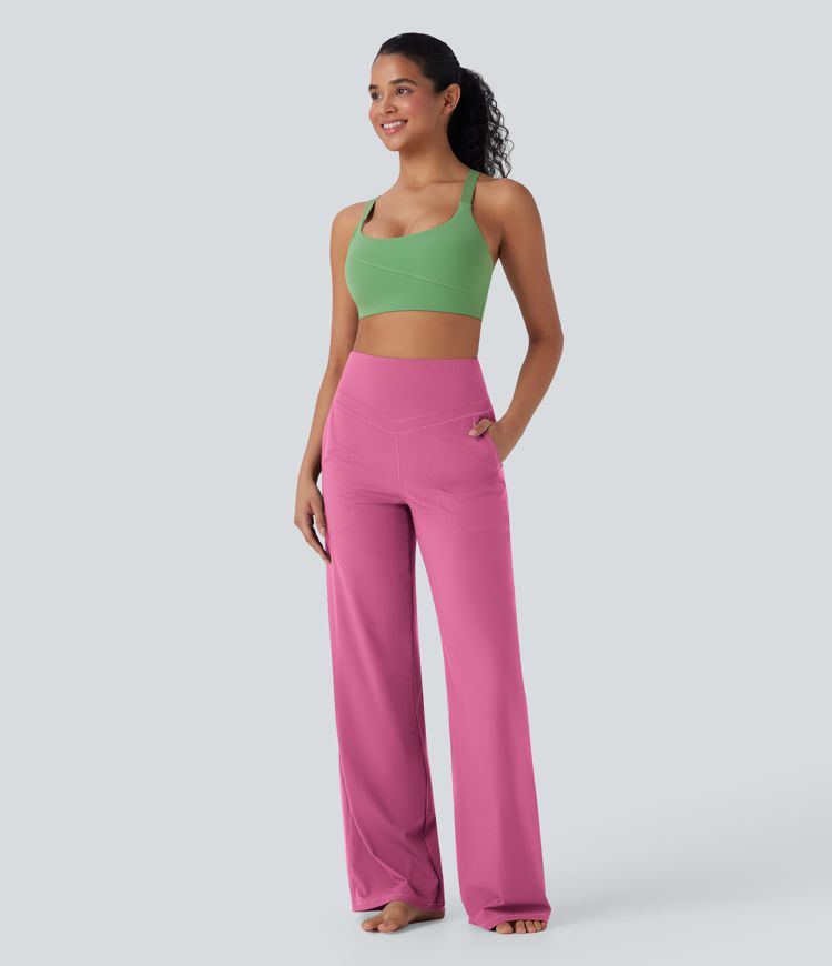 Pantalon de yoga droit gainant taille haute avec poches Halara UltraSculpt™