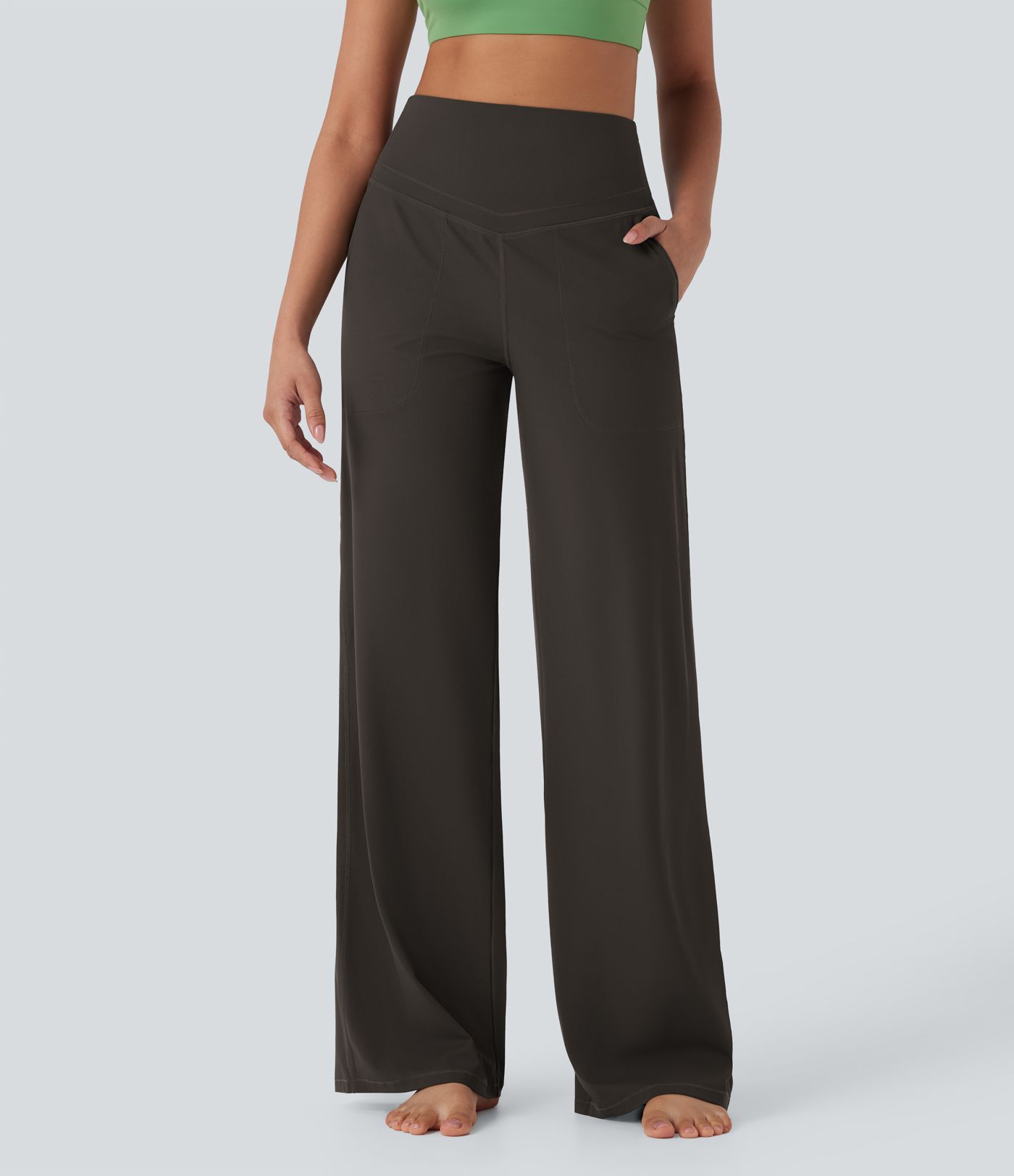 Halara UltraSculpt™ High Waisted Tummy Control Straight Leg Women Track Yoga Pants with Pockets