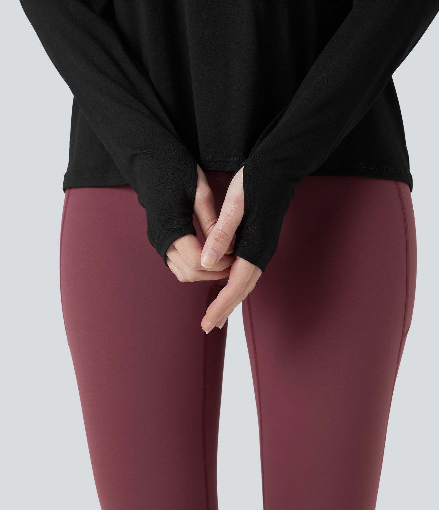 Crisscross Backless Long Sleeve Thumb Holes 2-in-1 Yoga Sports Top