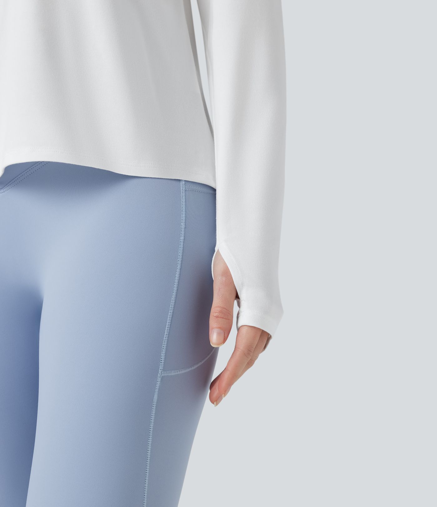 Crisscross Backless Long Sleeve Thumb Holes 2-in-1 Yoga Sports Top