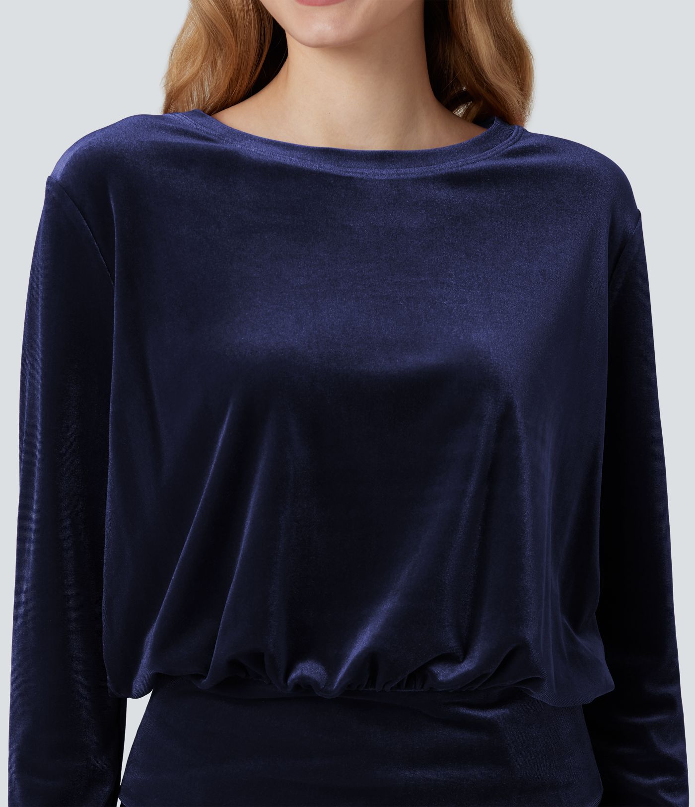 Round Neck Long Sleeve Velvet Casual Top Round Neck Long Sleeve Velvet Casual Top