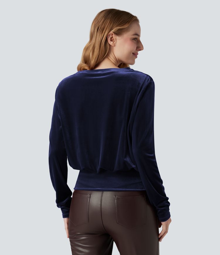 Round Neck Long Sleeve Velvet Casual Top Round Neck Long Sleeve Velvet Casual Top