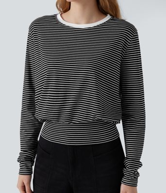 Round Neck Long Sleeve Stripe Casual T-Shirt