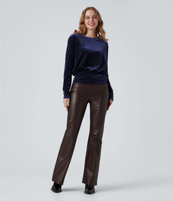 Round Neck Long Sleeve Velvet Casual Top Round Neck Long Sleeve Velvet Casual Top