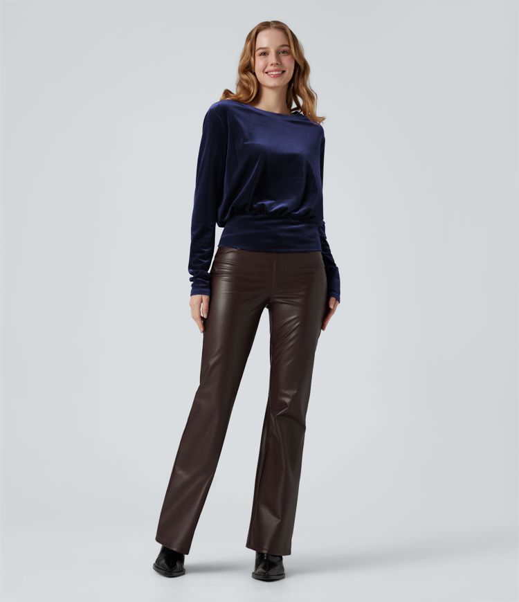 Round Neck Long Sleeve Velvet Casual Top Round Neck Long Sleeve Velvet Casual Top