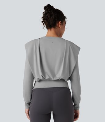 Notched Long Sleeve Yoga Sports Top