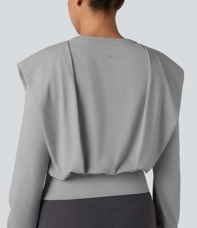 Notched Long Sleeve Yoga Sports Top