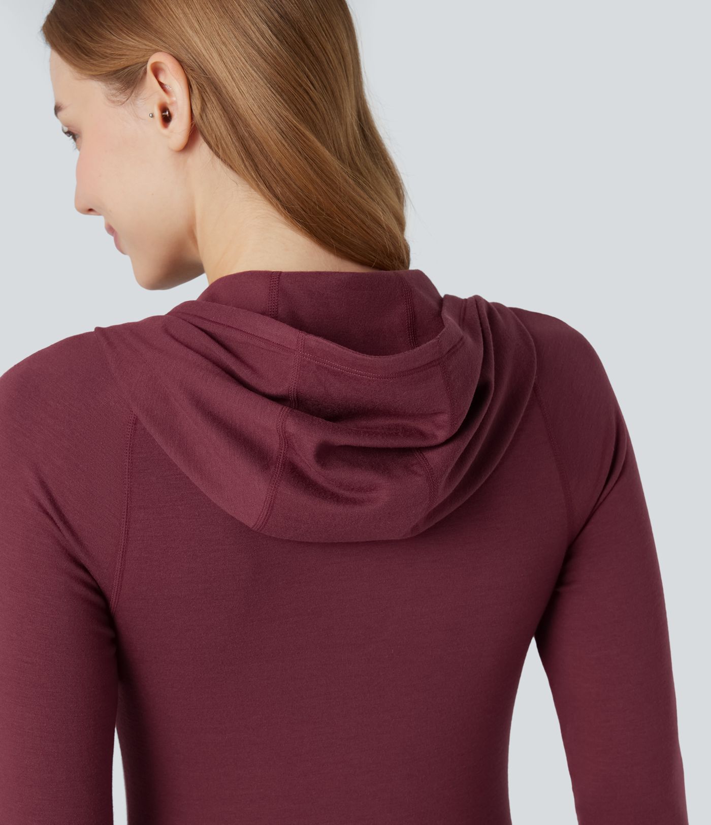 Halara HeatCore Hooded Long Sleeve Thumb Hole Warming Yoga Sports Top