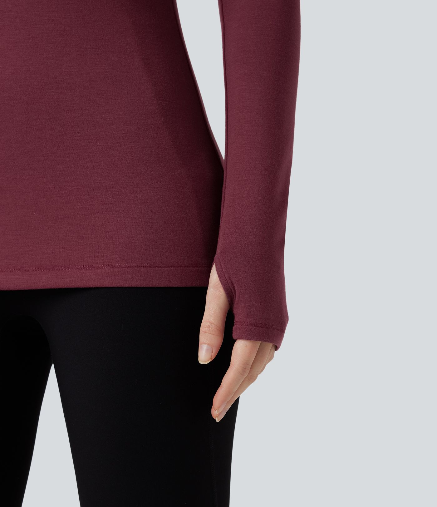 Halara HeatCore Hooded Long Sleeve Thumb Hole Warming Yoga Sports Top