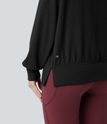 Halara HeatCore - Yoga-Sport-Top mir hohem Kragen, Taschen und langen Ärmeln - wärmend