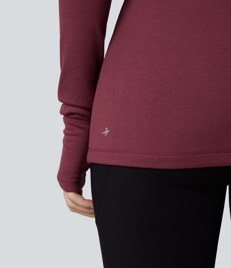 Halara HeatCore Hooded Long Sleeve Thumb Hole Warming Yoga Sports Top