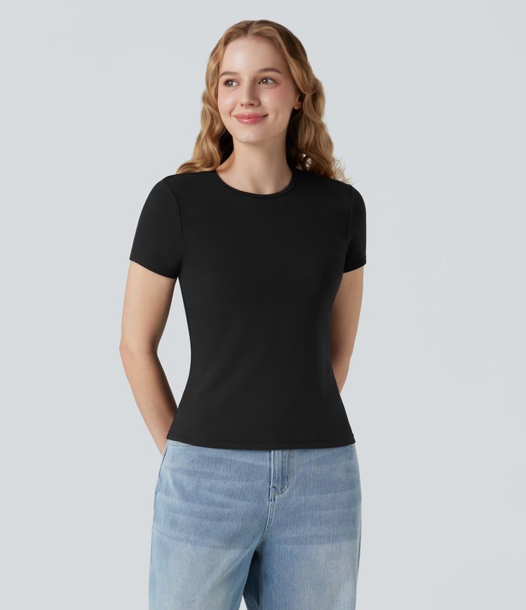 Halara HeatCore - Lässiges T-Shirt mit Rundhalsausschnitt und kurzen Ärmeln - wärmend