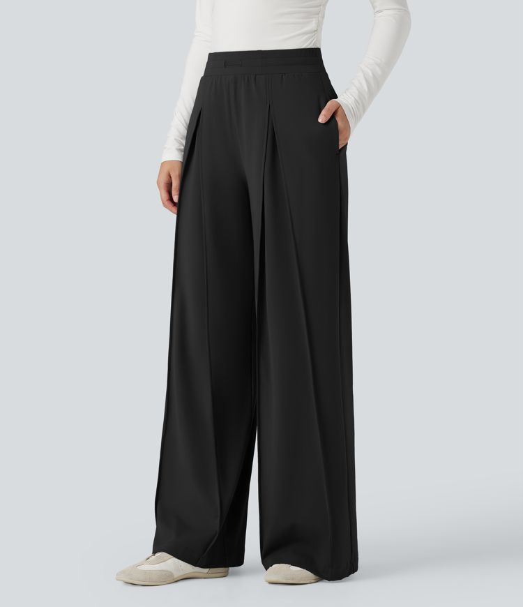 DayStretch High Waisted Wide Leg Casual Pants with Pockets