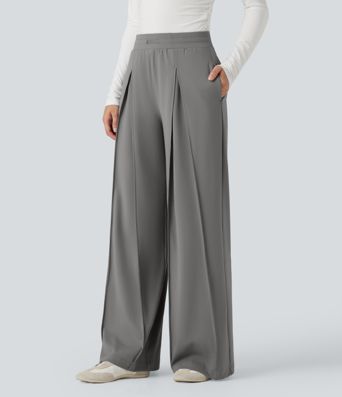 Hoch taillierte, weit geschnittene Freizeithosen mit Taschen