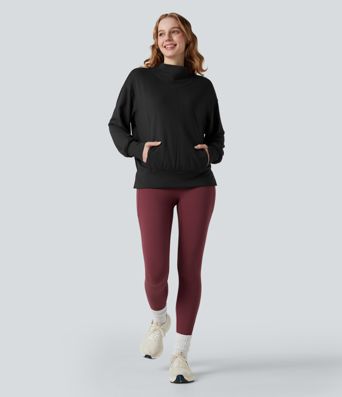 Halara HeatCore - Yoga-Sport-Top mir hohem Kragen, Taschen und langen Ärmeln - wärmend