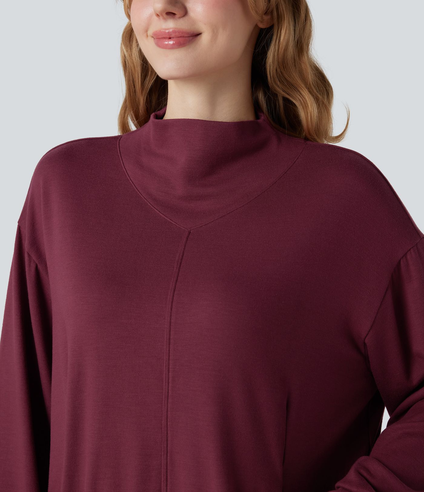 Halara HeatCore - Yoga-Sport-Top mir hohem Kragen, Taschen und langen Ärmeln - wärmend