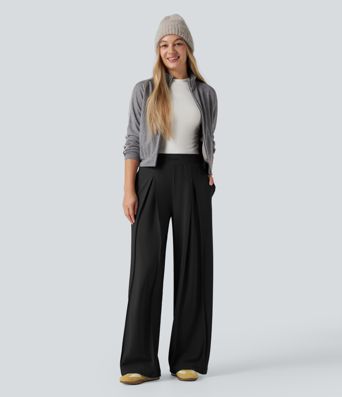 DayStretch High Waisted Wide Leg Casual Pants with Pockets