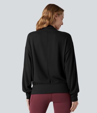 Halara HeatCore - Yoga-Sport-Top mir hohem Kragen, Taschen und langen Ärmeln - wärmend