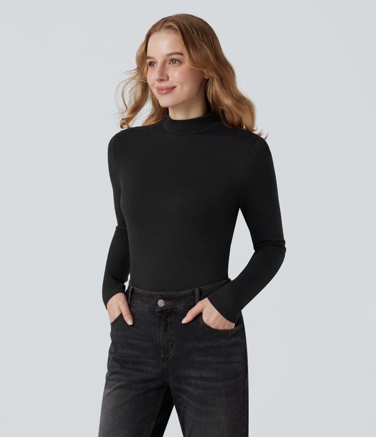 Top chauffant col montant manches longues